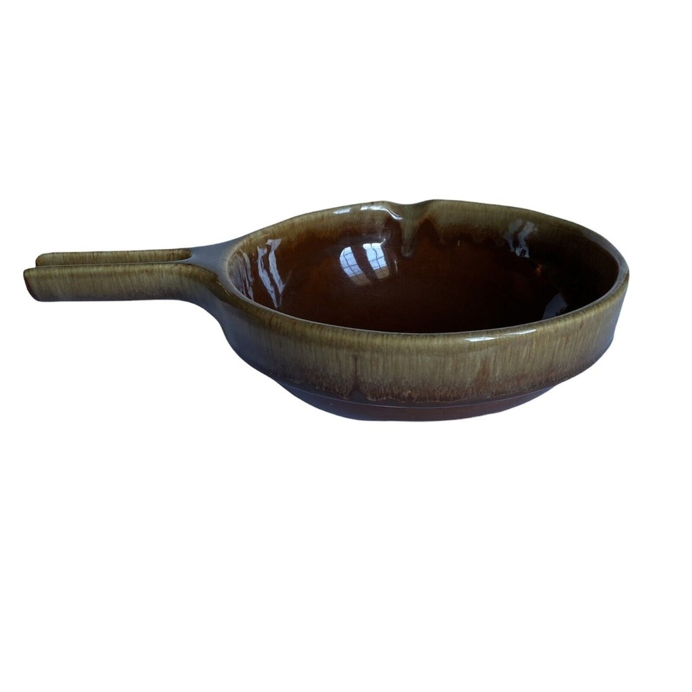 Rubel Brown Drip Glaze Handled Rustic Stoneware Pour Spout Serving Dish 2013